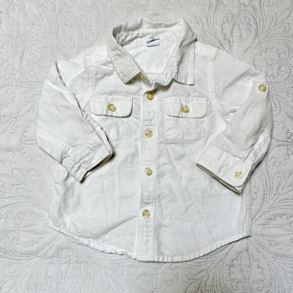 Gap White Button Up Dress Shirt Size 12-18m - Picture 2 of 5